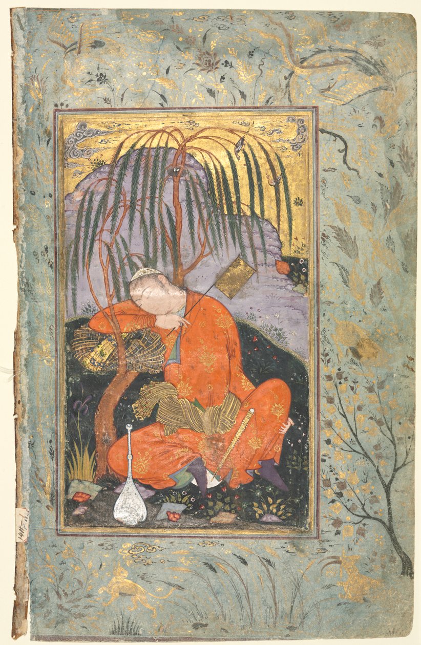Sovende Ungdom (verso), Illustration fra et enkeltsidemanuskript af style of Riza yi Abbasi