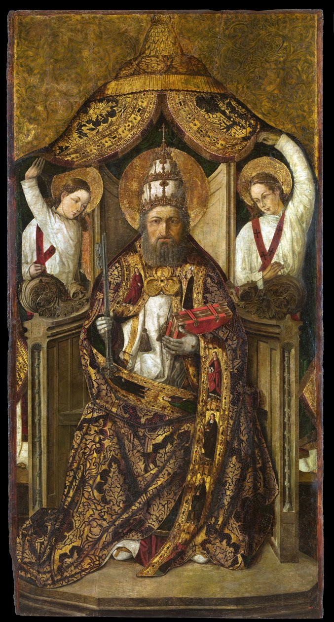 Saint Peter Enthroned - Maleri af Rodrigo de Osona (Orsona) (aktiv 1465-1514) - ca. 1470-1480 - Olie på træ - 214,2x112 - Cataloniens nationale kunstmuseum, Barcelona af the Elder Rodrigo de Osona