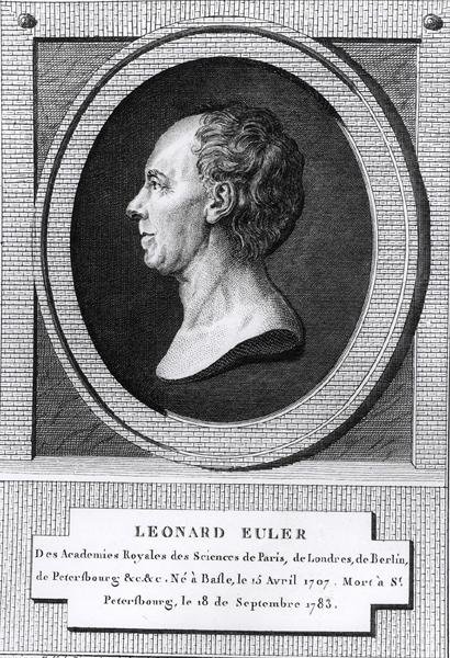 Portræt af Leonard Euler (1707-83) (gravering) (s/h foto) af the Younger Dupin
