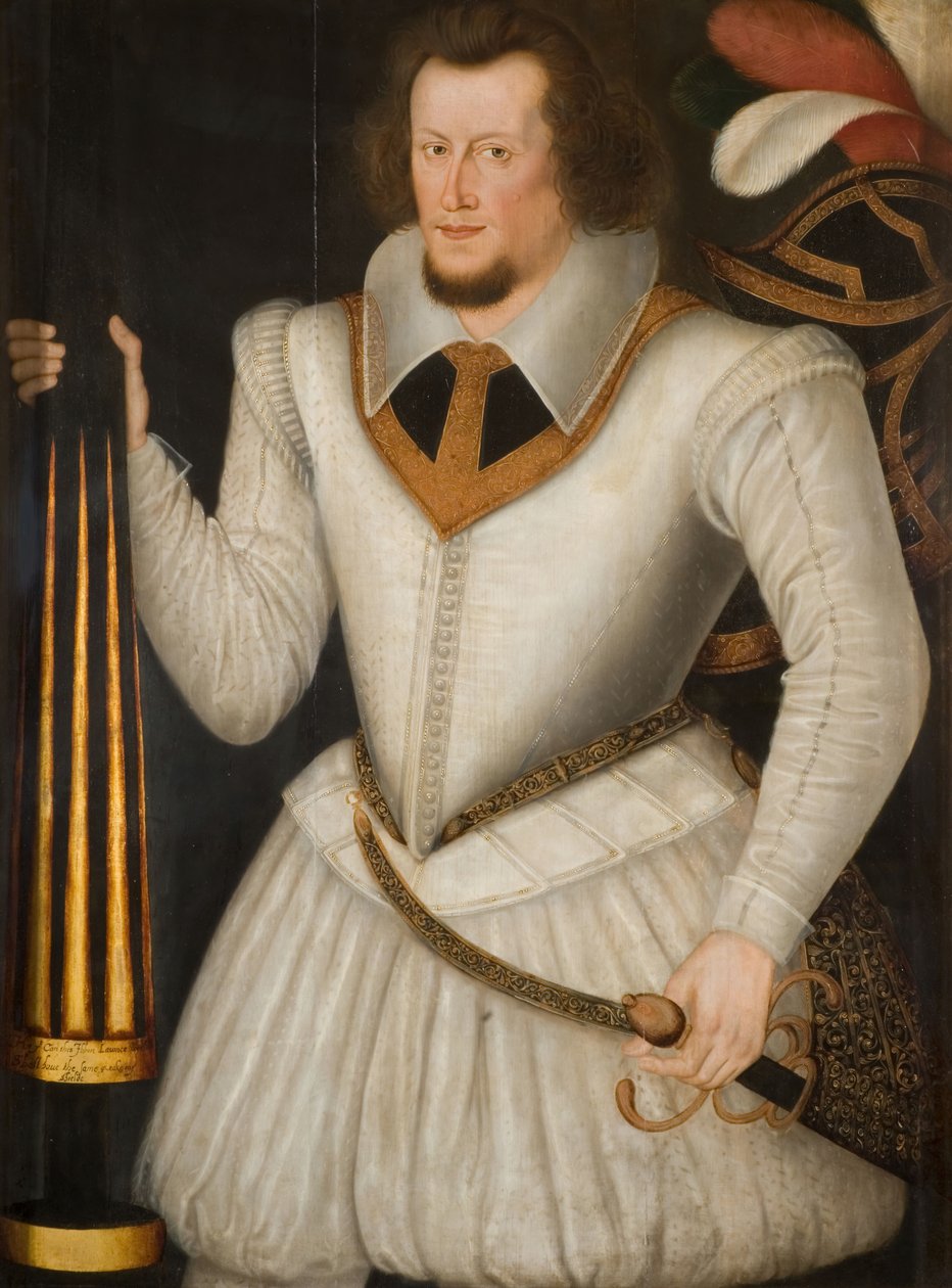 Portræt af Robert Devereux, 2. jarl af Essex, 1600-1700. af the Younger School of Marcus Gheeraerts