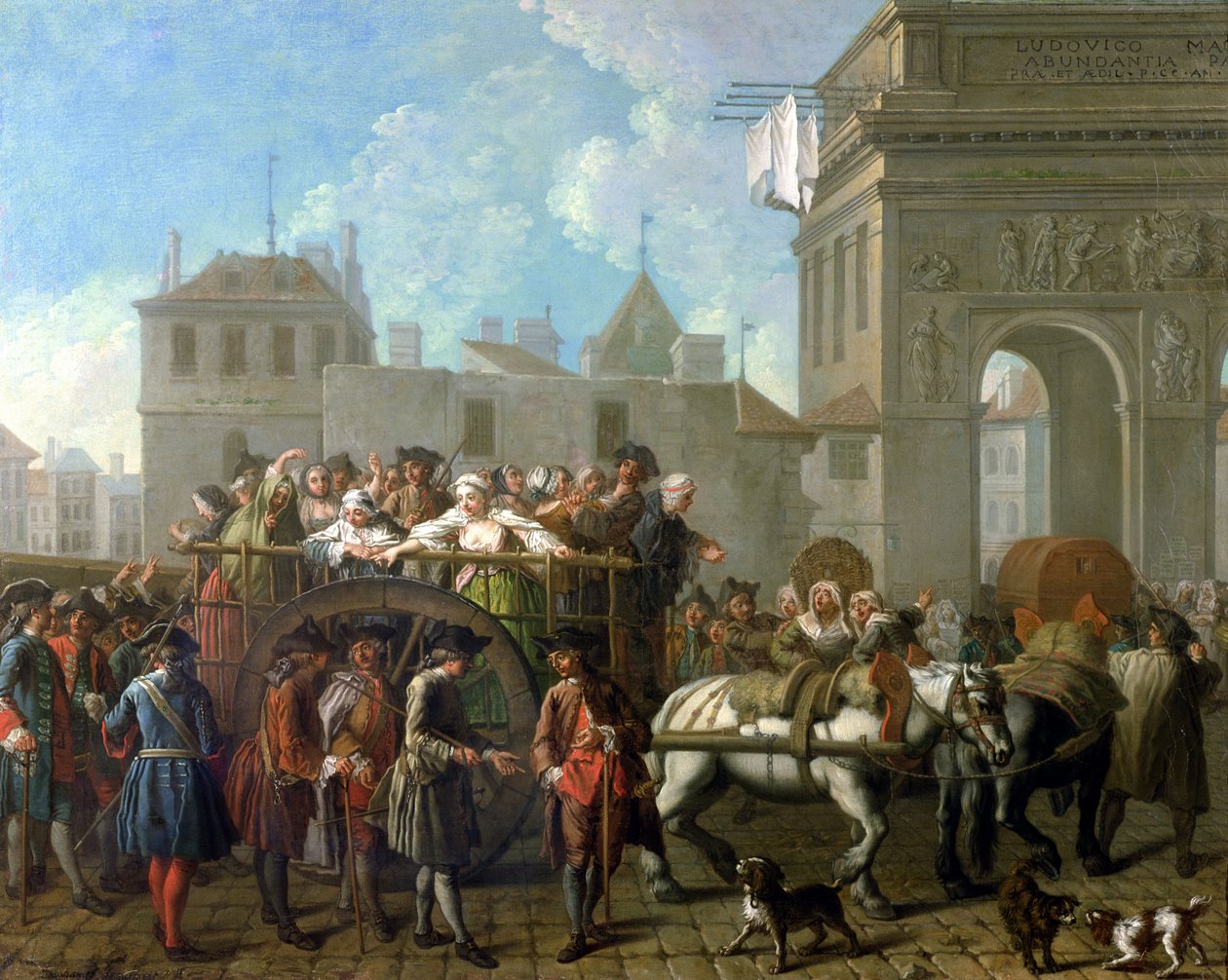 Transport af prostituerede til Salpetriere, ca. 1760-70 af Étienne Jeaurat