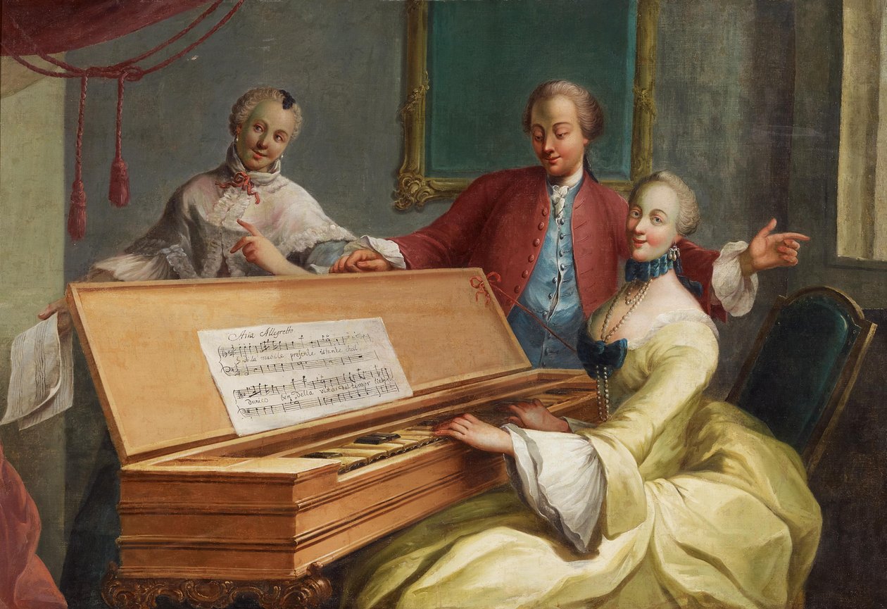 "Aria Allegretto". En fornem dame ved cembalo af Unknown