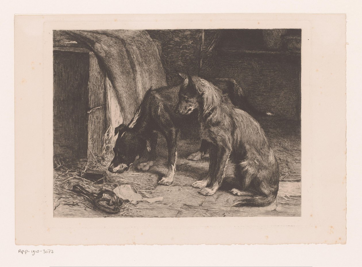 To hunde i en rottefælde af van den Eyken (attributed to)