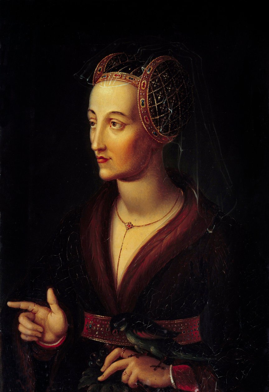 Portræt af Isabella af Portugal, hertuginde af Bourgogne (1397-1472) Maleri af Vincent Nicolas Raverat (1801-1865) 1800-tallet søn. 0,43x0,3 m af vincent Nicolas Raverat