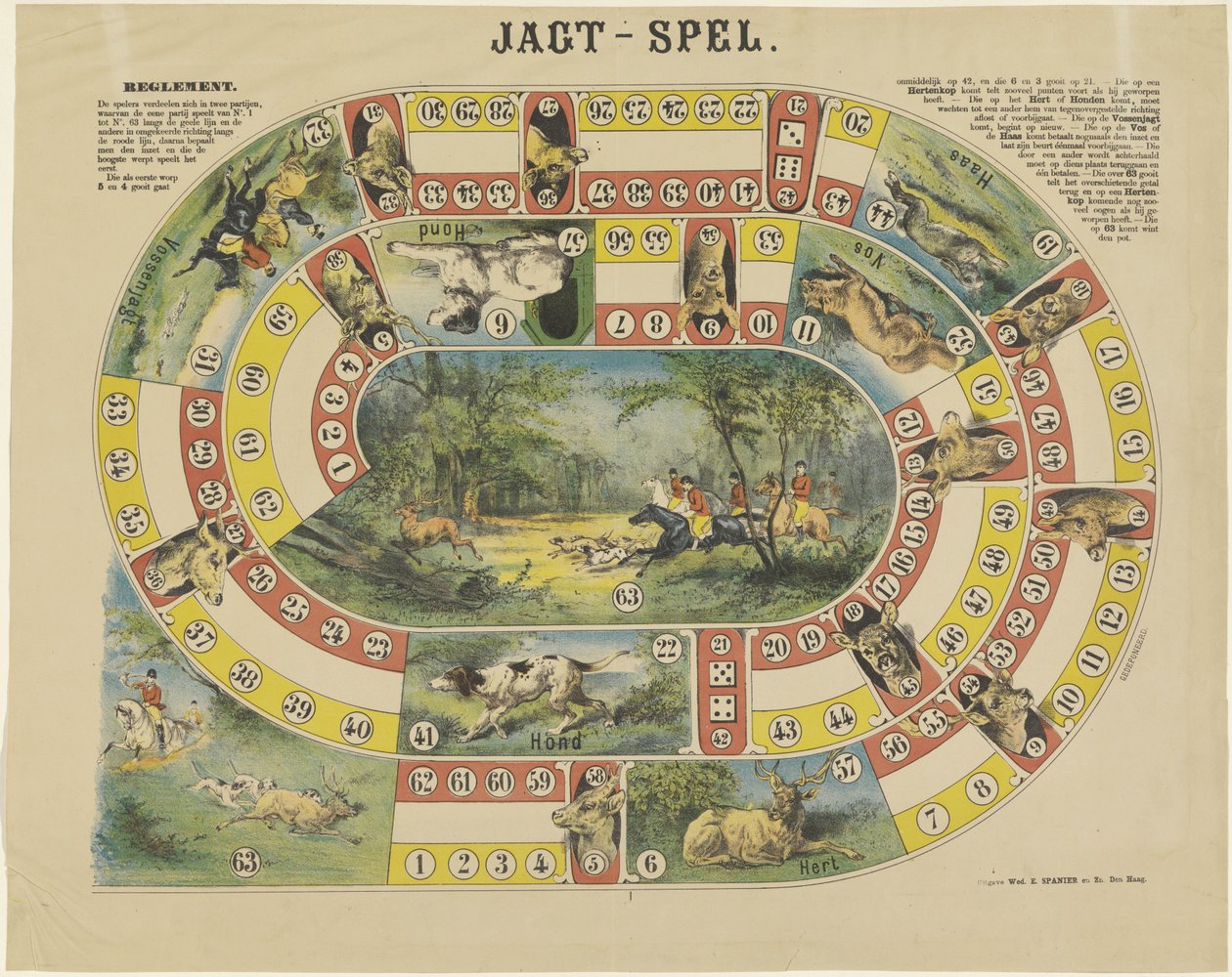 Jagt-Spel (titel på objekt) af weduwe Elias Spanier and Zn