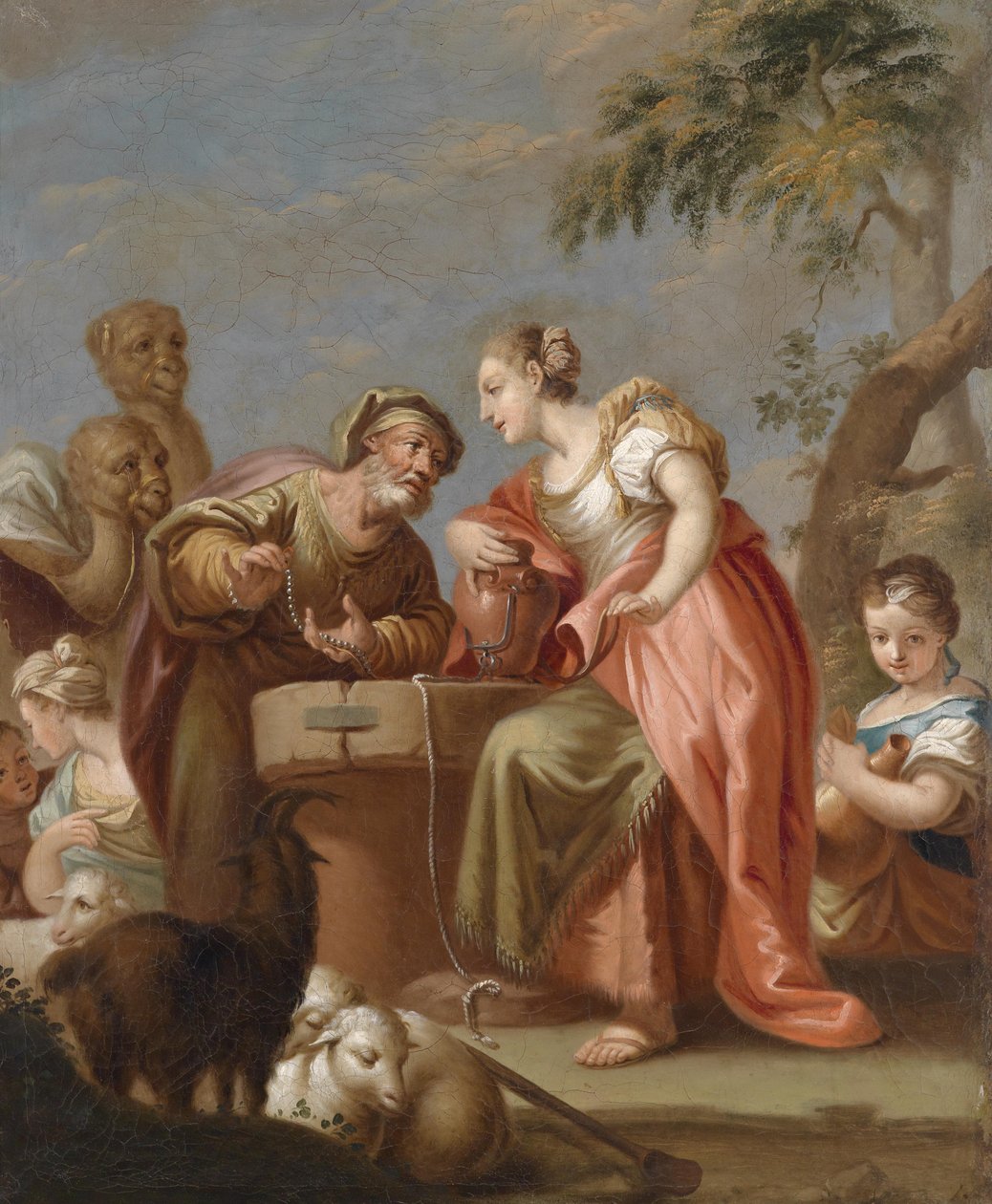 Rebekah og Eliezer ved brønden af Franz Sebald Unterberger
