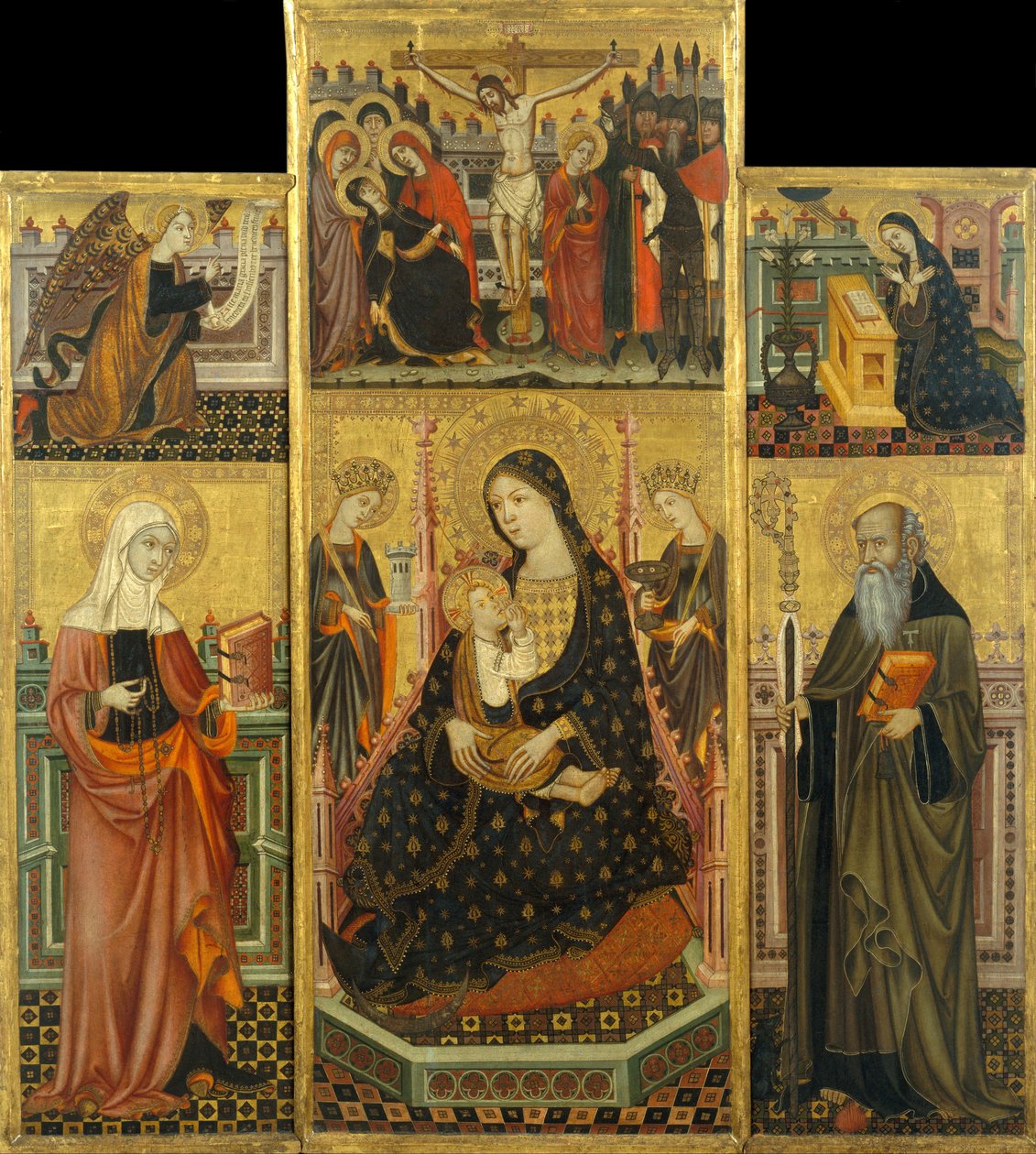 Altertavle af jomfruen, der suger barnet, Saint Clare og Saint Anthony the Abbott af Llorenç Saragossà