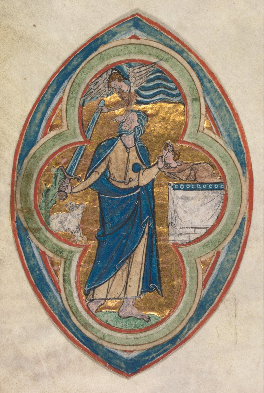 Miniature udskåret fra et kompendium i historiae genealogia Christi af Peter Poitiers: Isaacs offer af workshop of William de Brailes
