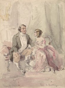 Scene fra Vanity Fair: Jos og Becky, 1848-80. af Jerry Barret