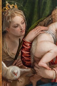 Madonna og Jesusbarnet mellem S. Catherine af Alessandria og Peter, detaljer