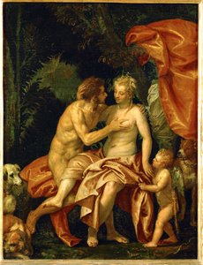 Venus og Adonis (olie på lærred) af (1528-88) Veronese