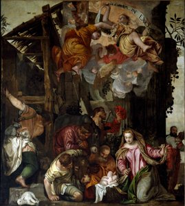 Tilbedelse af hyrder. Maleri af Paolo Caliari kaldet Paolo Veronese (1528-1588), ca. 1565. Mål: 350x290cm. Olie på lærred. Venedig, SS-basilikaen. Giovanni e Paolo (San Zanipolo), rosenkransens kapel. Venedig (basilikaen af ​​de hellige Giovanni og Paolo ( af Veronese