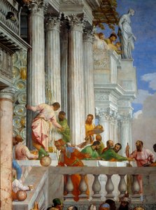 Brylluppet i Cana, detalje: søjler og balkon. Fresco af Paolo Veronese (1528-1588) Ec. fre. af Veronese