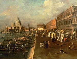 Riva dei Schiavoni, Punta della Dogana og Chiesa della Salute, Venedig af (1697-1768) Canaletto