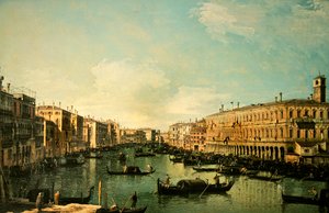 Canal Grande, Venedig, ser mod nord fra nær Rialto-broen (olie på lærred) af Canaletto