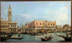Le Mole, udsigt fra Sankt Markus bassin til Venedig Maleri af Antonio Canal dit Canaletto (1697-1768) 1700-tallet søn. 0,47x0,81 m - Moloen fra San Marco-bassinet, Venedig. Maleri af Antonio Canal kaldet Canaletto (1697-1768)