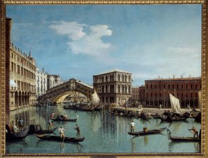 Le pont du Rialto et Venedig-maleri af Antonio Canal Dit Il Canaletto (1697-1768) 1700-tallet søn. 1,19x1,54 m - Rialtobroen i Venedig. Maleri af Antonio Canal kaldet Canaletto (1697-1768)