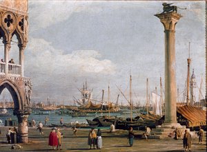 Udsigt over Sankt Markusbassinet og San Giorgio Maggiore-kirken fra Piazzetta til Venedig (olie på lærred
