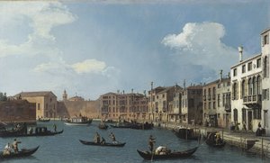 Udsigt over Santa Chiara-kanalen, Venedig, ca. 1730 (olie) af (1697 1768) Canaletto