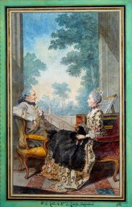 Monsieur og Madame Despourdons akvarel af Louis Carrogis Carmontelle (1717-1806) 1766 Paris, Musee Carnavalet af Carmontelle