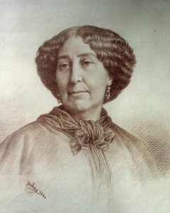 Portræt af bogstavernes kvinde George Sand (1804-1876) Aurore Dupin, baronesse Dudevant Tegning af Rene Jouhan (1835-?) fra et fotografi af Nadar af Nadar