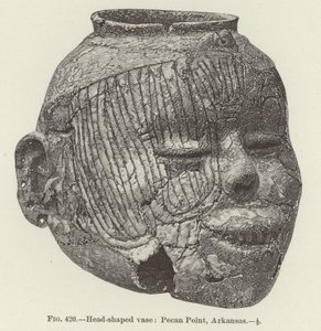 Hovedformet vase: Pecan Point, Arkansas (gravering) af (after) American School