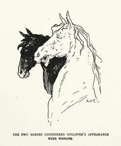 Illustration til Gullivers rejser af Jonathan Swift (litografi) af (after) American School