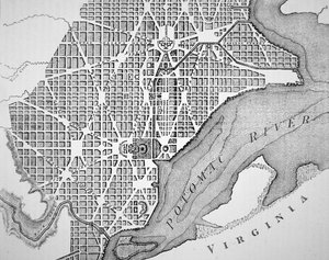 Plan over byen Washington som oprindeligt udlagt i 1793 (gravering)