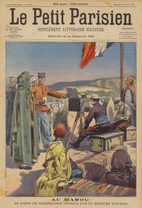 Optisk telegraf opsat på moskeen i Oudja, Marokko (farve litho)