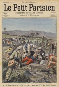 Kommandant Jean Marie Alexis Preuvosts død i Casablanca, Marokko (farve litho)