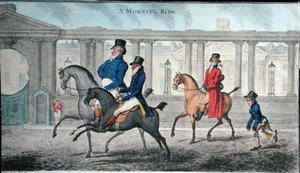 A Morning Ride, ætset af James Gillray (1756-1815) udgivet af Hannah Humphrey i 1804 (håndfarvet radering) af (after) English School