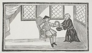 En repræsentation af den forræderiske munk, der bløder ham ihjel, illustration fra 