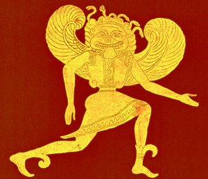 Etruskisk gorgon, fra Campana Museum, illustration fra 