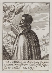 John Cornelius, engelsk jesuitt katolsk præst og martyr (gravering)