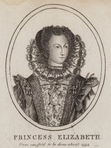 Prinsesse Elizabeth, datter af kong Henry VIII og Anne Boleyn (gravering)