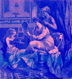 Romersk dame ved hendes toilet, illustration fra 