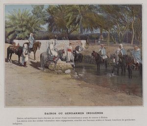 Dairos ou Gendarmes Indigenes (farvet foto) af (after) French Photographer