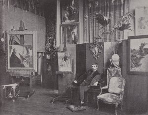 Fransk maler Pascal Dagnan-Bouveret i sit atelier (s/h foto)