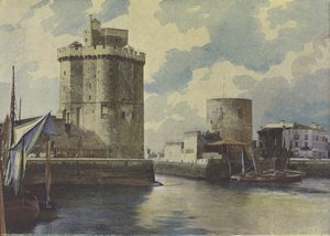 La Rochelle, indgang til havnen (farvet foto) af (after) French Photographer