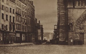 Rue du Cloitre-Notre-Dame, set fra Parvis omkring 1865 (s/h foto) af (after) French Photographer