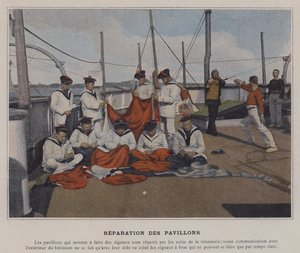 Reparation af pavilloner (farvet foto) af (after) French Photographer