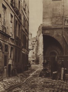 Rue des Marmousets i 1864, taget fra rue Saint-Landry, var på stedet for det nye Hotel-Dieu (s/h foto) af (after) French Photographer
