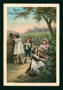 Børn, der plukker vindruer (chromolitho) af (after) French School