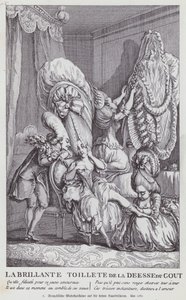 Fransk tegneserie, der viser tidens kvindefrisurer af (after) French School