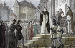 Repræsentation af Albert den Store (1193/1206-1280) underviser i Paris, ved universitetet i Paris, ved det første dominikanerkloster på Rue Saint Jacques (College des Jacobins) under Gueric de Saint-Quentins myndighed) 1241-1245 ( Portræt af Albert af (after) French School