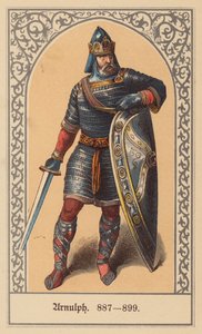 Arnulf af Kärnten, konge af Østfranken og tysk-romersk kejser (farvelitografi)
