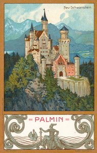 Neuschwanstein Slot, Bayern (chromolitho) af (after) German School