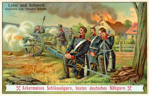Bøn under slaget (chromolitho) af (after) German School