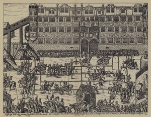 Turnering til fejring af Sigismunds dåb, søn af John George, kurfyrst af Brandenburg, på Colln Castle af (after) German School