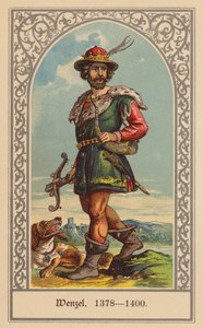 Wenceslaus IV, konge af Bøhmen og Tyskland (farvelitografi)